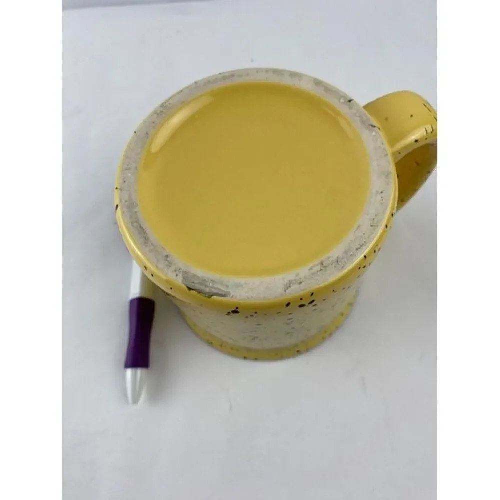 Yellow And Black Speckled Thick Chunky Coffee Tea Cup Mug 3.5in X 4in
